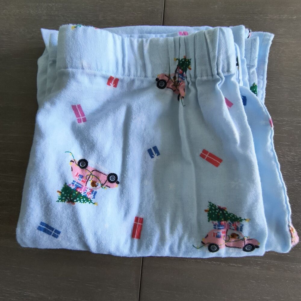 J. Crew Holiday Pajama Pants Womens M Blue Multi Flannel Dogs Christmas PJs Cozy
